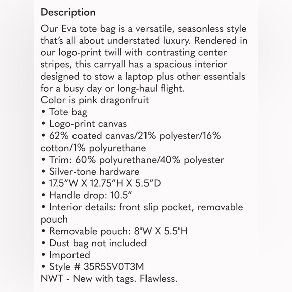 Michael Kors Eva Large Signature Logo Stripe Tote Bag W/ Pouch  NWT  Pink - Picture 3 of 7